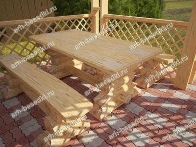 Комплект деревянной мебели из бревна для сада