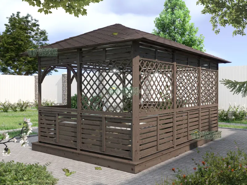 Деревянная веранда Аура XL размер 3Х4,5 №10