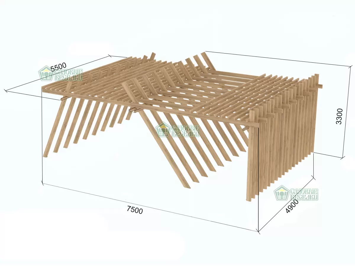 Чертеж перголы для летнего кафе 