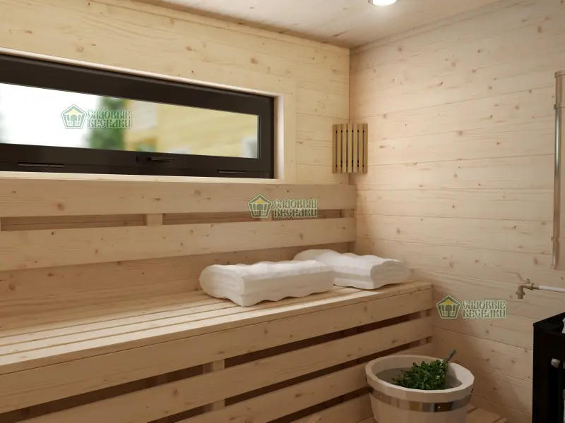Баня «Скандинавия» с душевой интерьер