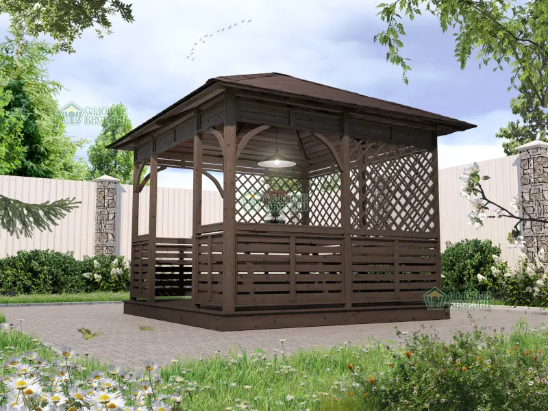 Квадратная беседка Аура размер 3Х3 №9