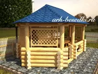 Беседка рубленная с вогнутой крышей