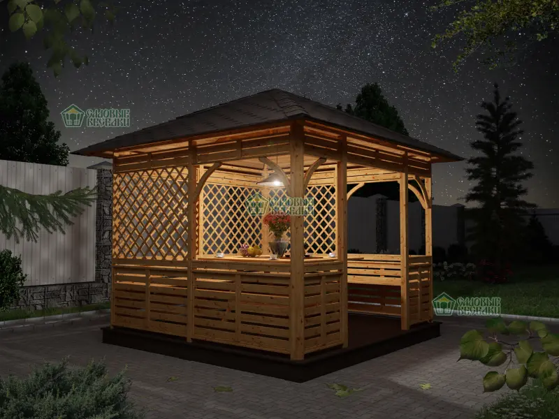 Квадратная беседка Аура размер 3Х3 №6