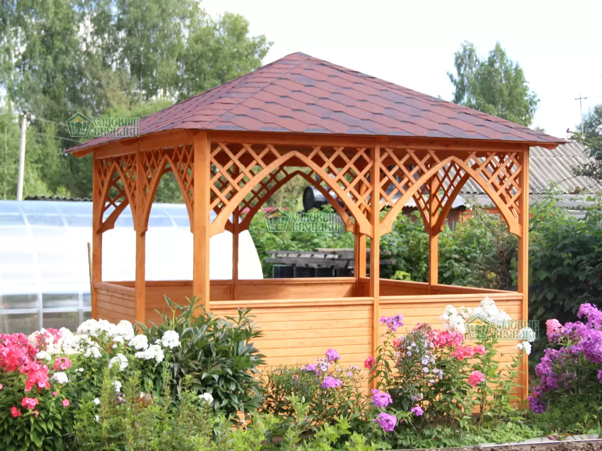 Садовая беседка из дерева \"Цецилия\" прямоугольная