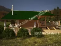 Баня с пристройкой под мангал и большой террасой