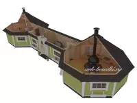 Гриль домик с баней "Гриль комплекс Дабл" 45 м2.