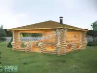 Большая рубленая беседка