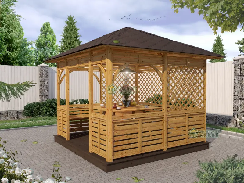 Квадратная беседка Аура размер 3Х3 №3