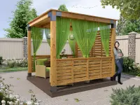 Беседка в стиле лофт из бруса 3