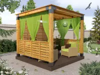 Беседка в стиле лофт из бруса 2