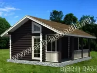 Сруб бани с террасой из круглого леса размер 6000х8000