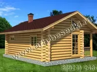 Сруб бани с террасой из круглого леса размер 6000х8000