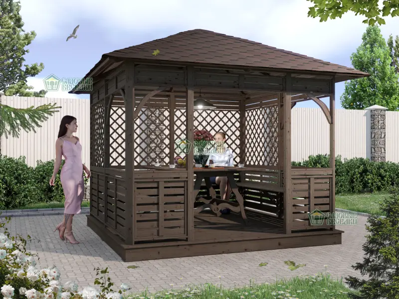 Квадратная беседка Аура размер 3Х3 №8