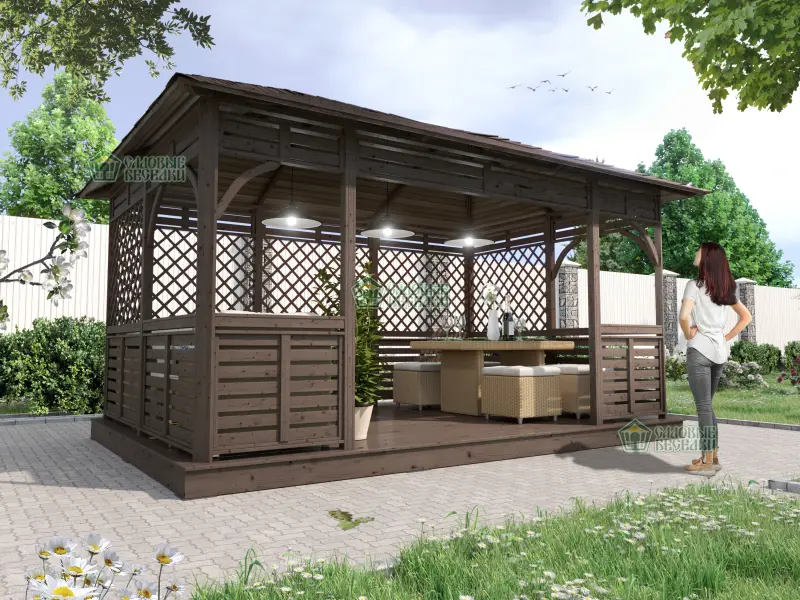 Деревянная веранда Аура XL размер 3Х4,5 №9