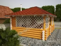 Беседка из бревна с мангалом