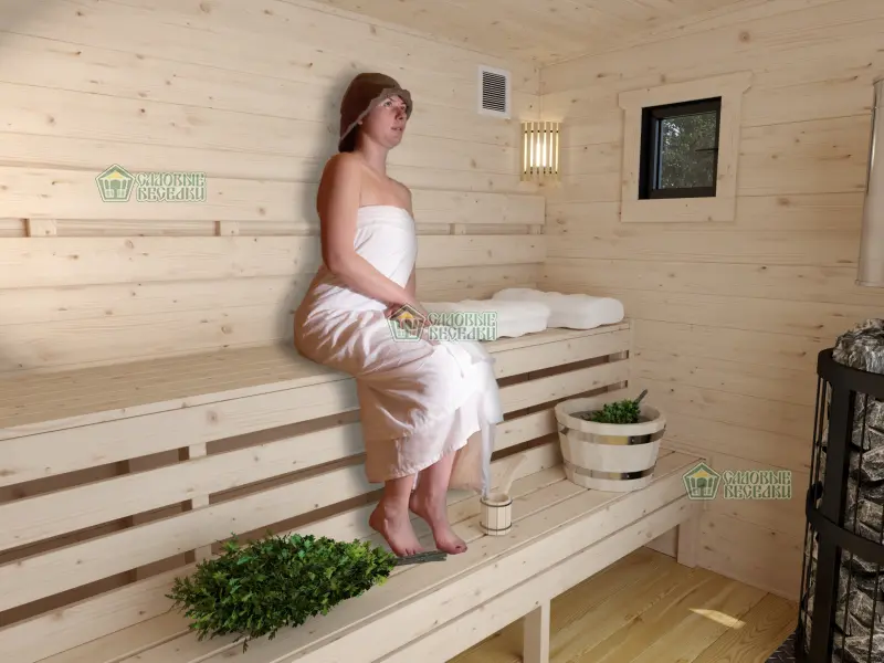 Баня с увеличенной комнатой отдыха интерьер 3