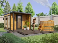 Баня каркасная 5х2,5 с навесом фото 4