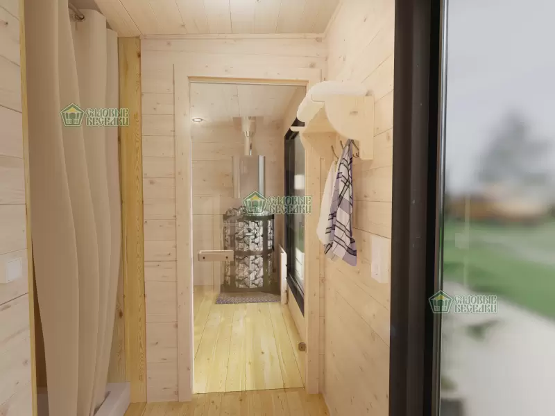 Баня с панорамными окнами ”Black Onyx” фото интерьер 6