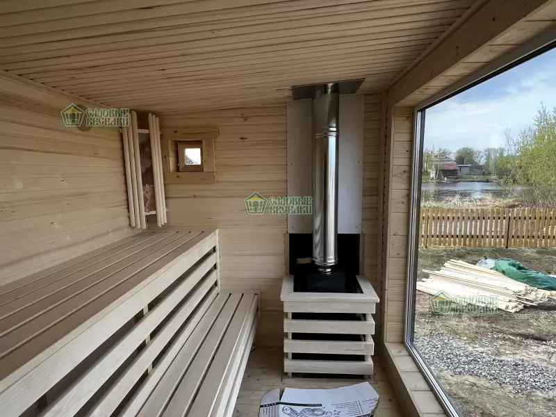 Баня с панорамными окнами ”Black Onyx” фото интерьер 10