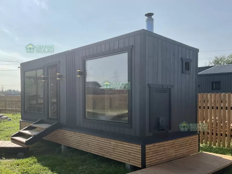 Баня с панорамными окнами ”Black Onyx” фото 8