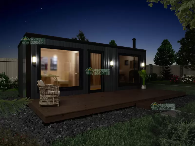 Баня с панорамными окнами ”Black Onyx” фото 7