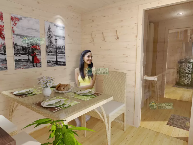 Баня с панорамными окнами ”Black Onyx” фото интерьер 1