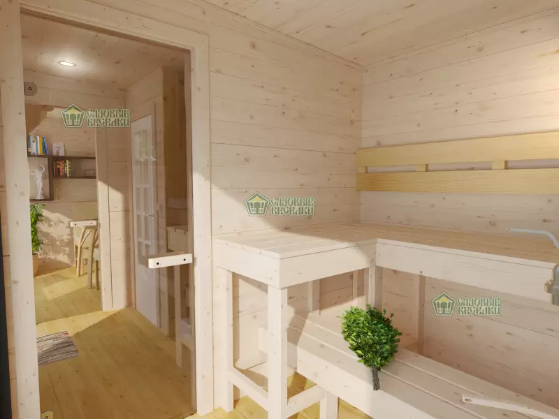 Баня с панорамными окнами ”Black Onyx” фото интерьер 2