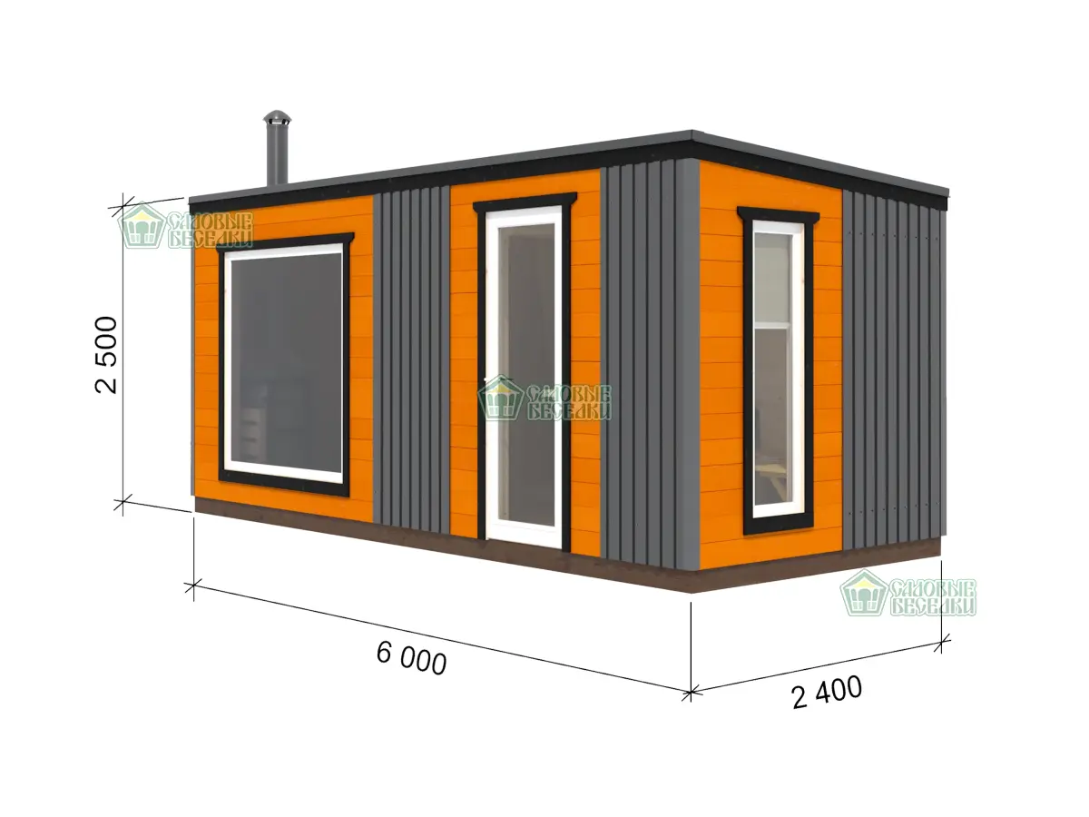 Баня ”Скандинавия Стандарт” 6х2,5 Чертеж с размерами