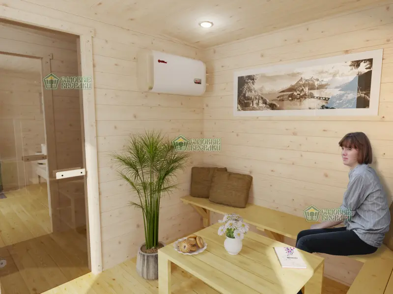 Баня ”Скандинавия Стандарт” 6х2,5 фото интерьера 6