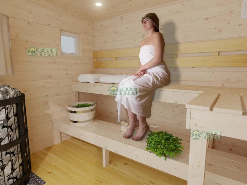 Баня ”Скандинавия Стандарт” 6х2,5 фото интерьера 7