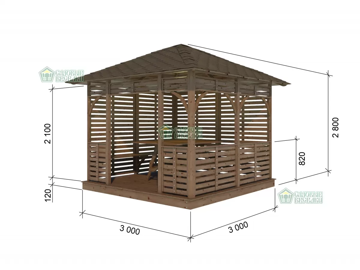 Чертеж для беседки Оникс 3Х3 по акции все включено №1