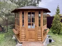 Беседка застекленная цвет Орех №1