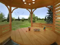 Шестигранная беседка из дерева "Кедровая" со столом