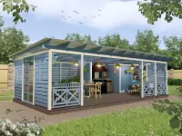 Большая веранда размером 4,5х9 м, с местом под гриль барбекю №2