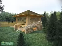 Квадратная рубленая беседка с сеткой