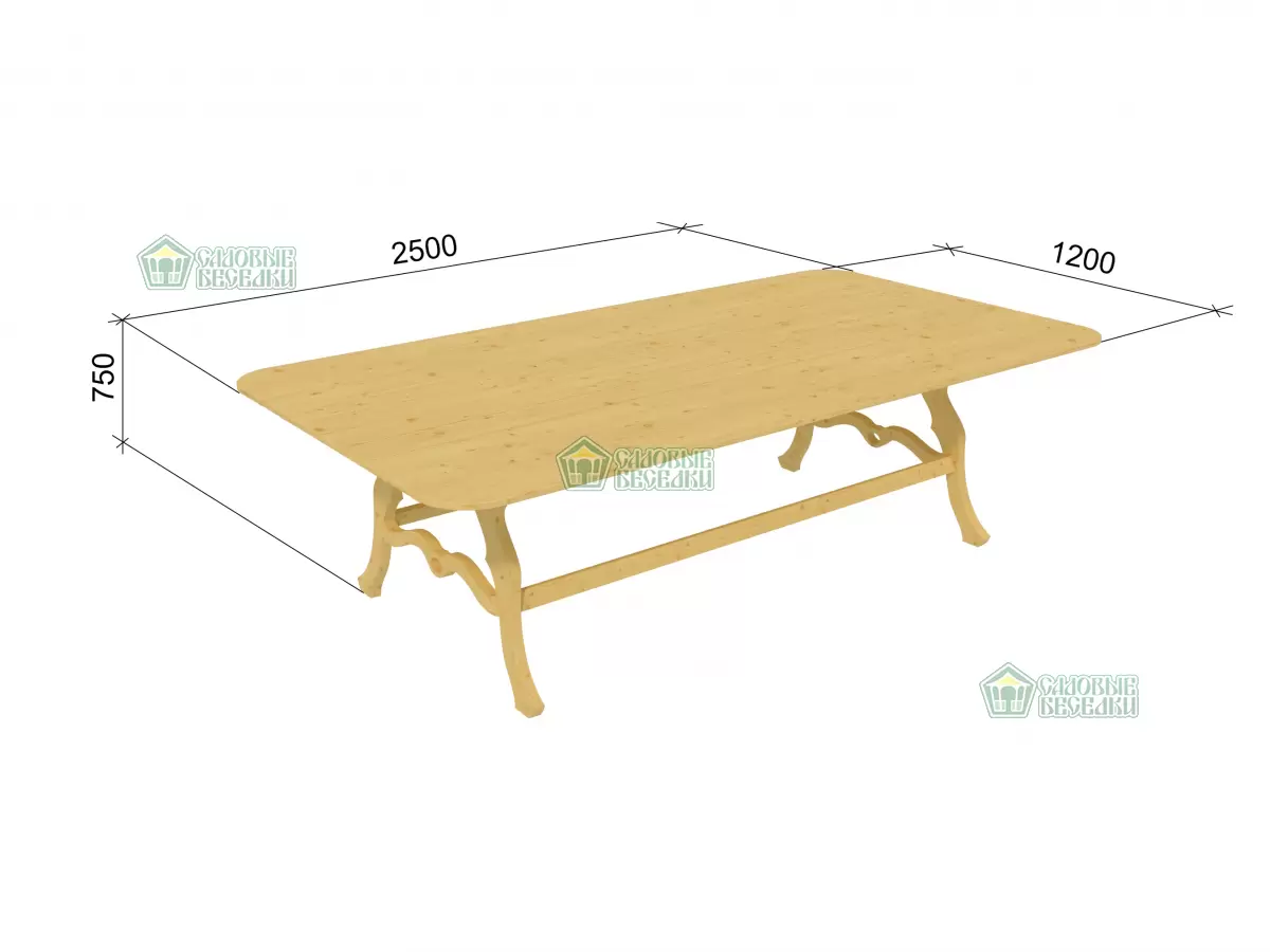 Большой прямоугольный стол 1200х2500 №7