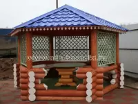 Беседка рубленная, шестигранная