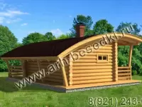 Баня рубленная с гнутой крышей