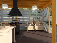 Деревянная зона отдыха размером 6х9 м с местом под гриль барбекю №5