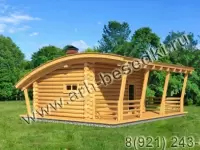 Баня рубленная с гнутой крышей