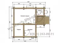 Сруб бани с крыльцом и тамбуром
