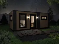 Баня каркасная Север фото вечернее