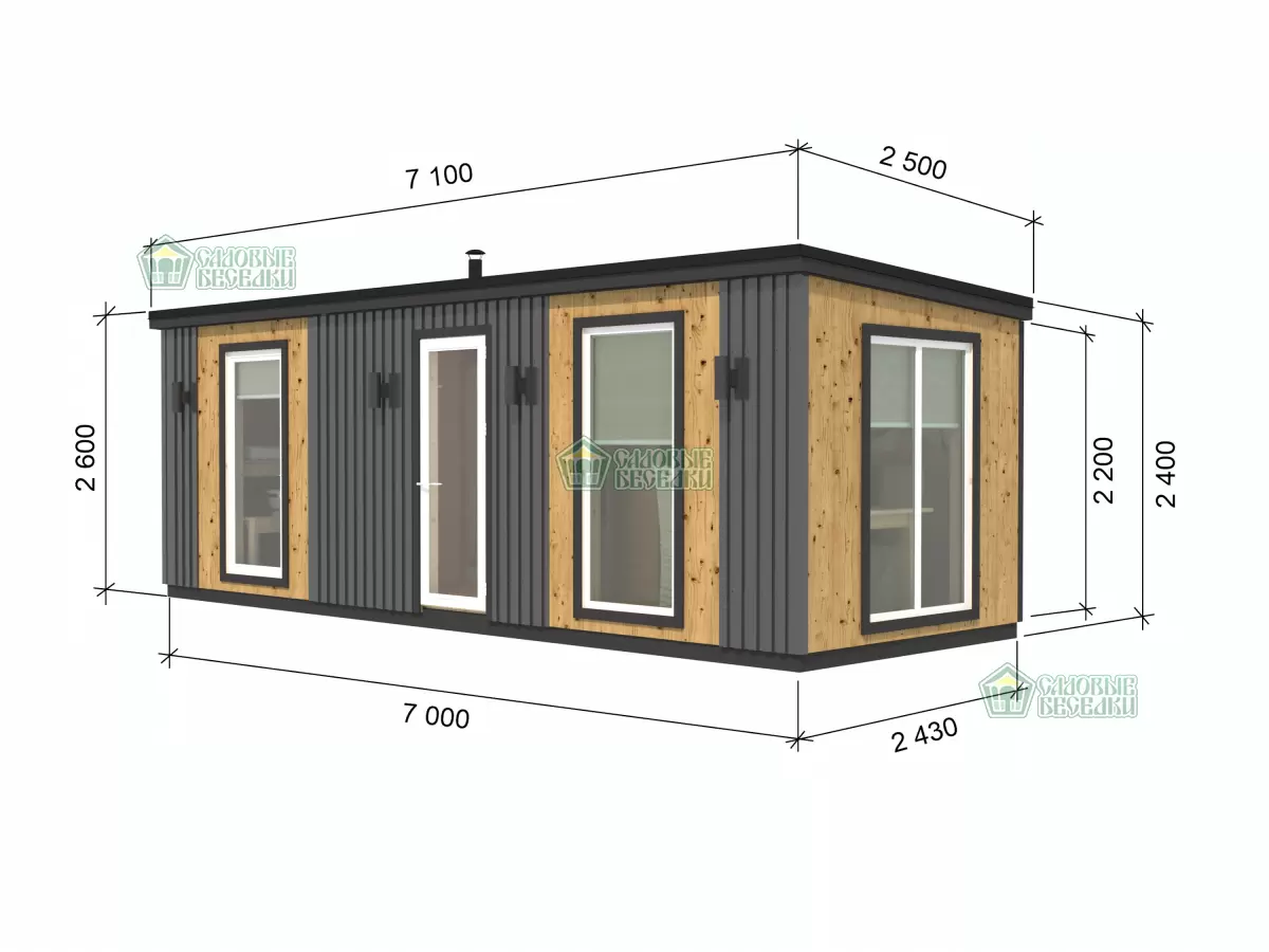 Готовая баня Скандинавия чертеж с размерами