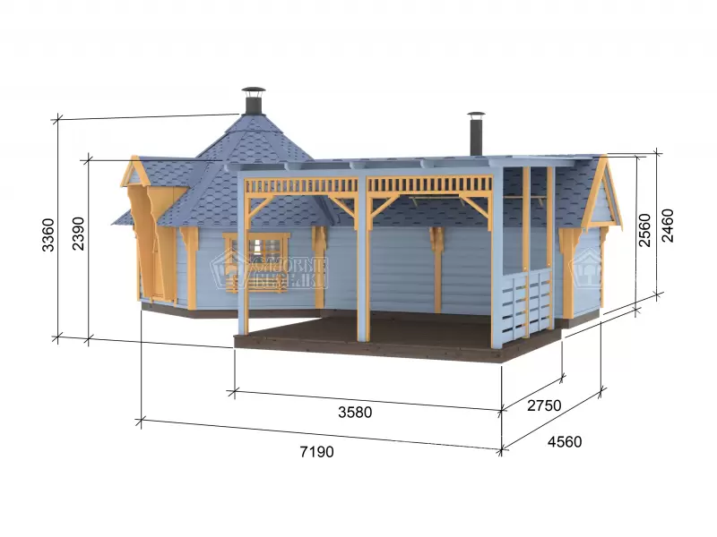 Гриль домик Premium Гранд 7 Комбинированный с открытой верандой 28 м2 №10