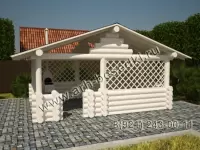 Рубленная веранда из бревна