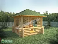 Квадратная беседка из бревна