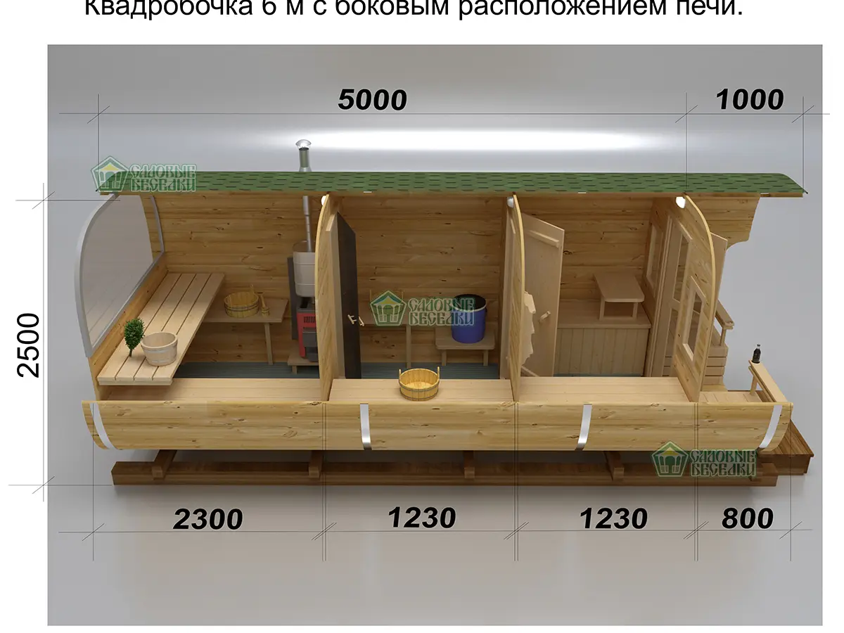 Квадро бочка \"Шестерочка\" с панорамным окном