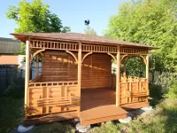 Беседка садовая 3х4 с глухой стеной фото