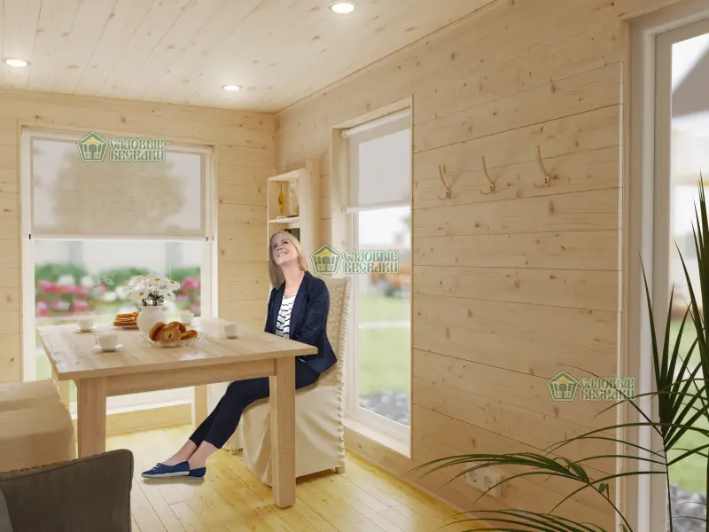 Каркасная баня ”Скандинавия плюс” 2,5х8 интерьер 3