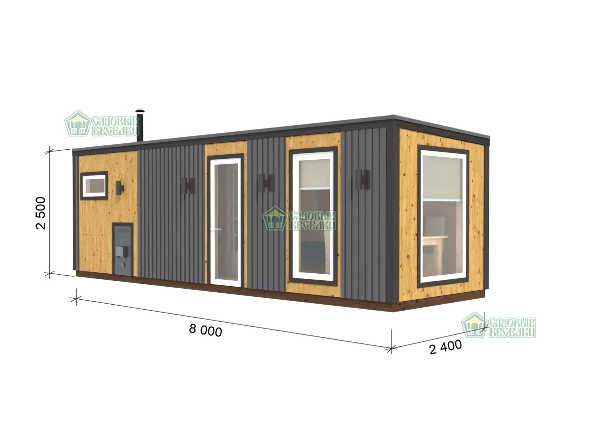 Каркасная баня ”Скандинавия плюс” чертеж